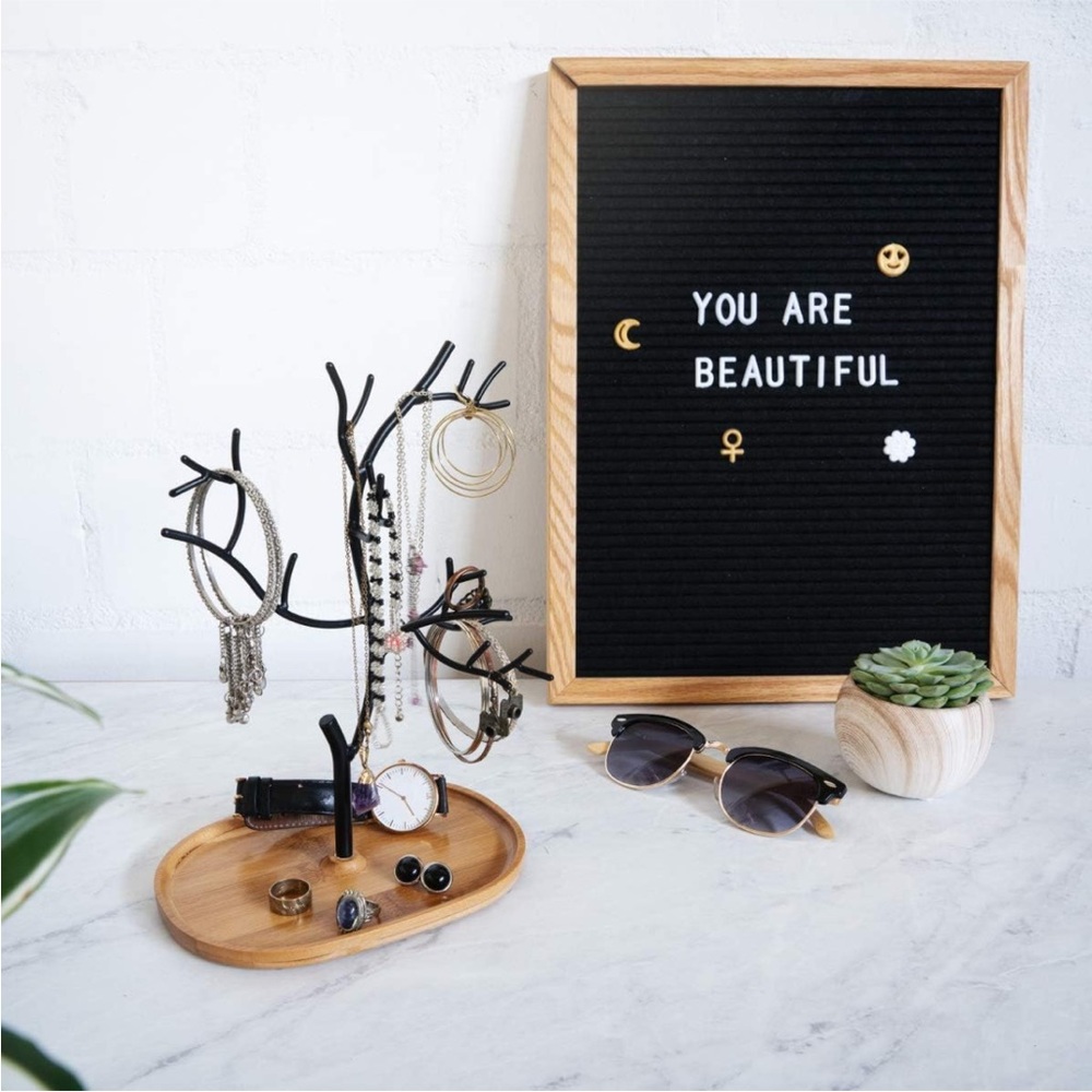 Rose Gold- Navaris Metal Jewelry Tree Stand - Organizer Hanger Display Holder - Picture 2 of 7